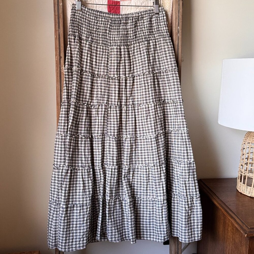 Gingham Lined Pleated Skirt
